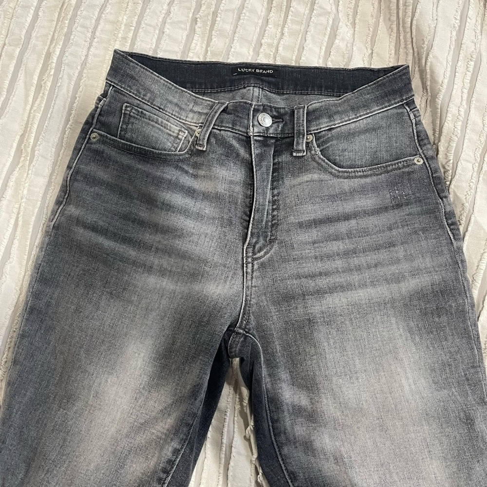 Lucky Brand High Rise Skinny Bridgette Gray Denim Jeans Size 8/29 Ankle